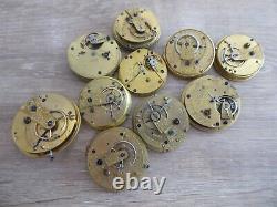 10 Antique Gents Fusee Pocket Watch Movements