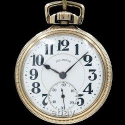 10k Gold 1919 Illinois Bunn RAILROAD Mechanical Pocket Watch Large 16s Antique