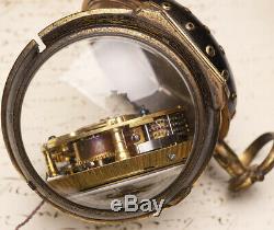 11cm 1kg CHINOISERIE ALARM + REPEATER Verge Fusee Antique COACH CLOK WATCH