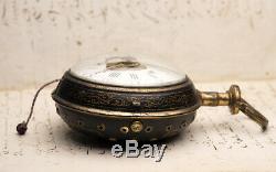 11cm 1kg CHINOISERIE ALARM + REPEATER Verge Fusee Antique COACH CLOK WATCH
