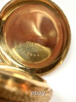 14K SOLID GOLD Ladies Beautifully Engraved Antique Pocket Watch Lovely HAMPDEN