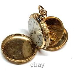 14K SOLID GOLD Ladies Beautifully Engraved Antique Pocket Watch Lovely HAMPDEN