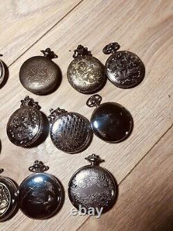 14 x Antique Style, Metal Pocket Fob Watches Bundle Decorative Working READ NOTE