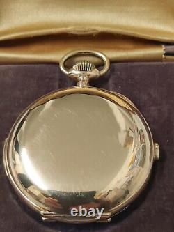 14ct Full Hunter Quarter Repeater Cronograph Pocket Watch 52mm 102 Gms