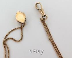 14k Gold Opal & Ruby Slider On Antique / Long Double Strand 14k Gold Chain