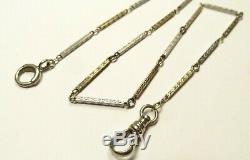 14k SOLID WHITE YELLOW GOLD ANTIQUE POCKET WATCH HOLDER BAR CHAIN FOB 15 10.7g