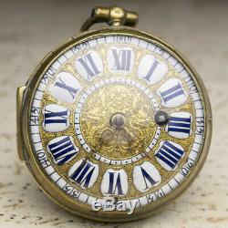 1700 LOUIS XIV OIGNON Verge Fusee Antique Pocket Watch Montre Coq