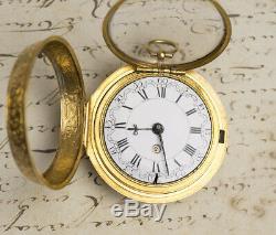 1700s 22k GOLD PAIR CASE VERGE FUSEE Antique Pocket Watch SpindelTaschenUhr