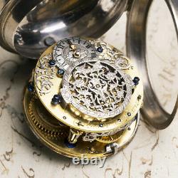 1710 Verge Fusee Oignon Antique Pocket Watch MONTRE COQ SpindelTaschenuhr