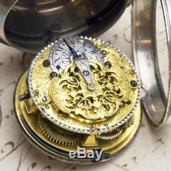 1720s Single Hammer REPEATING OIGNON Verge Fusee Antique Pocket Watch MONTRE COQ