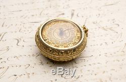 1735 British Solid GOLD REPOUSSE PAIR CASE Antique VERGE FUSEE Pocket Watch