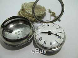1774 square pilled verge fusee pocket watch solid silver v. G. C and working