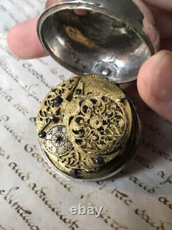 17Th Century Antique Verge Fusee Repousse Pair Case Pocket Watch By Windmills