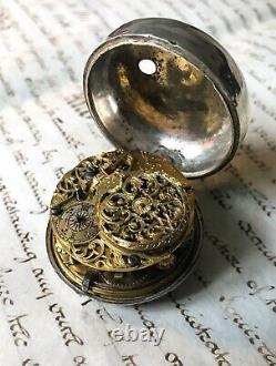 17Th Century Antique Verge Fusee Repousse Pair Case Pocket Watch By Windmills