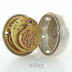 1800s Antique Edward Prior London Silver Triple Case Verge Fusee Pocket Watch