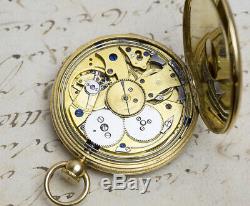 1830 EARLY KEYLESS WINDING + REPEATER 18k GOLD Antique Repeating Pocket Watch
