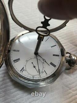 1857 18 Size 11 Jewel Sterling Waltham American Watch Co Pocket Watch Key Wind