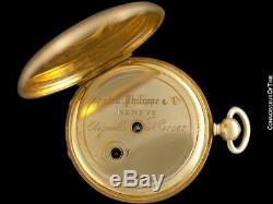 1870's PATEK PHILIPPE Antique Mens Midsize 50mm Hunter Case Pocket Watch 18K