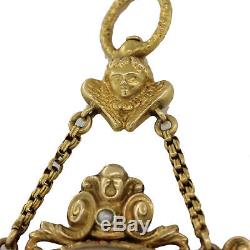 1870s Antique Victorian Ornate 18K Yellow Gold Pocket Watch Pendant for Necklace