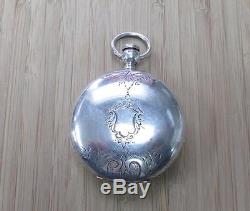 1877 Elgin Antique Key Wound Pocket Watch with Coin Silver Case 11-J 7-H6294