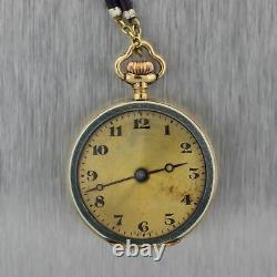 1880 Antique Victorian 18k Yellow Gold Purple Enamel Pocket Watch 22.25 Necklace
