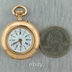 1880's Antique Victorian 14k Yellow Gold Rose Cut Diamond Swallow Pocket Watch