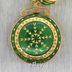 1880's Antique Victorian 18k Yellow Gold Enamel Ladies Pocket Watch Pin