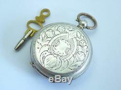 1880s Antique Swiss Silver Key Wound Mechanical Pocket Watch LAYBY AVA