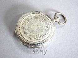 1880s Beautiful Silver Engraved / Decorated Keywound Fob Pocket Watch. Antique