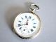 1880s Silver Key Wind Fob Pocket Watch Painted Dial. Dog Head Serviced. Antique