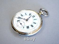 1880s Silver Key Wind Fob Pocket Watch Painted Dial. Dog Head SERVICED. Antique