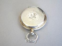 1880s Silver Key Wind Fob Pocket Watch Painted Dial. Dog Head SERVICED. Antique