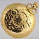 1890 Antique Swiss Heavy 38gr Solid 18k Yellow Gold Repousse Hunter Pocket Watch