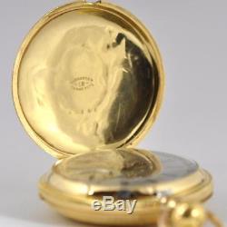 1890 ANTIQUE SWISS HEAVY 38gr SOLID 18K YELLOW GOLD REPOUSSE HUNTER POCKET WATCH