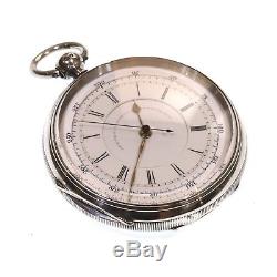 1894 Antique Fusee Lever Silver Chronograph Pocket Watch. Serviced