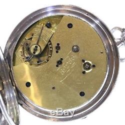 1894 Antique Fusee Lever Silver Chronograph Pocket Watch. Serviced