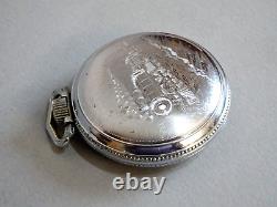 1897 Nice Large ELGIN Gents Pocket Watch Train Loco. Rear Cover SERVICED Antique