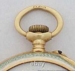 18k Gold Diamond Enamel Ladies Pin Set Pendant Antique Pocket Watch