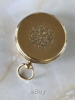 18k Solid Gold Pocket Watch Key Winding Rare Vintage Antique 1870