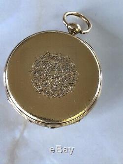 18k Solid Gold Pocket Watch Key Winding Rare Vintage Antique 1870