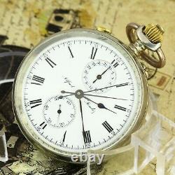 1900 Alfred Sandoz marine deck Swiss made vintage split chronograph pocket watch