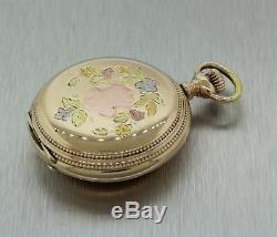1901 Antique Waltham Solid 14k Yellow Gold 9932 Hunter Pocket Watch 43.8g Floral
