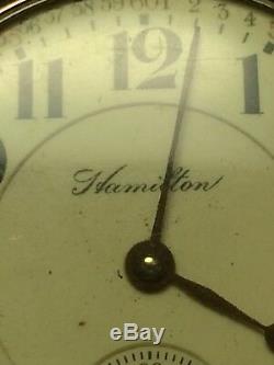 1907 Antique Hamilton 946 Pocket Watch with Train and Flowers 23 Jewels I-8557