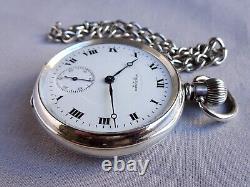 1918 Beautiful Silver WALTHAM 17J PS BARTLETT Gents Pocket Watch & Chain Antique