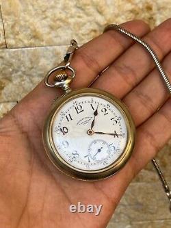1920s Cairo Tramway Mories White Pocket Watch with 15 Jewels Antique Rare Big