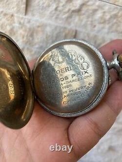 1920s Cairo Tramway Mories White Pocket Watch with 15 Jewels Antique Rare Big