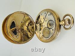1924 Antique 9 Carat Yellow Gold Half Hunter Pocket Watch Black Numerals & Hands