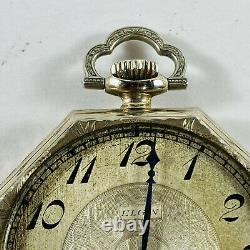1925 Elgin 17 jewels 345 12s antique vtg pocket watch 14k white gold case