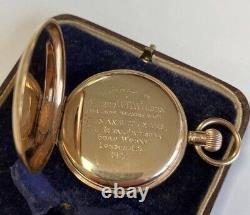 1927 Antique 9ct Yellow Gold Half Hunter Pocket Watch Black Roman Numerals 95g