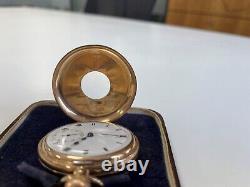 1927 Antique 9ct Yellow Gold Half Hunter Pocket Watch Black Roman Numerals 95g